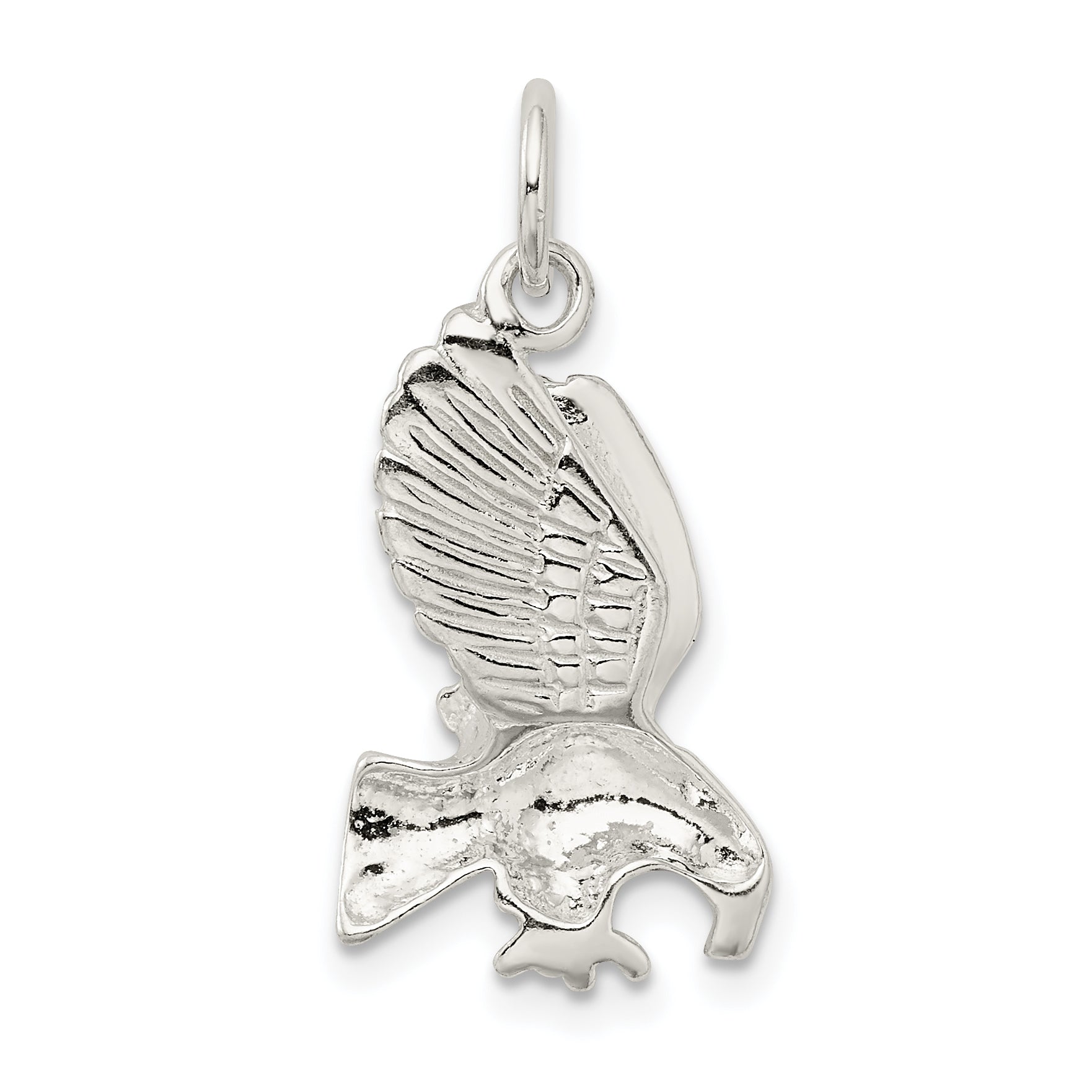 Sterling Silver Polished and Diamond-cut Eagle Pendant