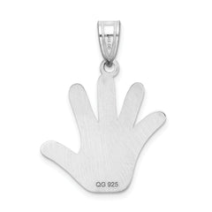 Sterling Silver Engravable Autism Puzzle Pendant with Polished Rhodium Finish