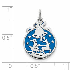 Sophia Jewelers 925 Sterling Silver Blue Enamel Santa Pendant Polished Finish