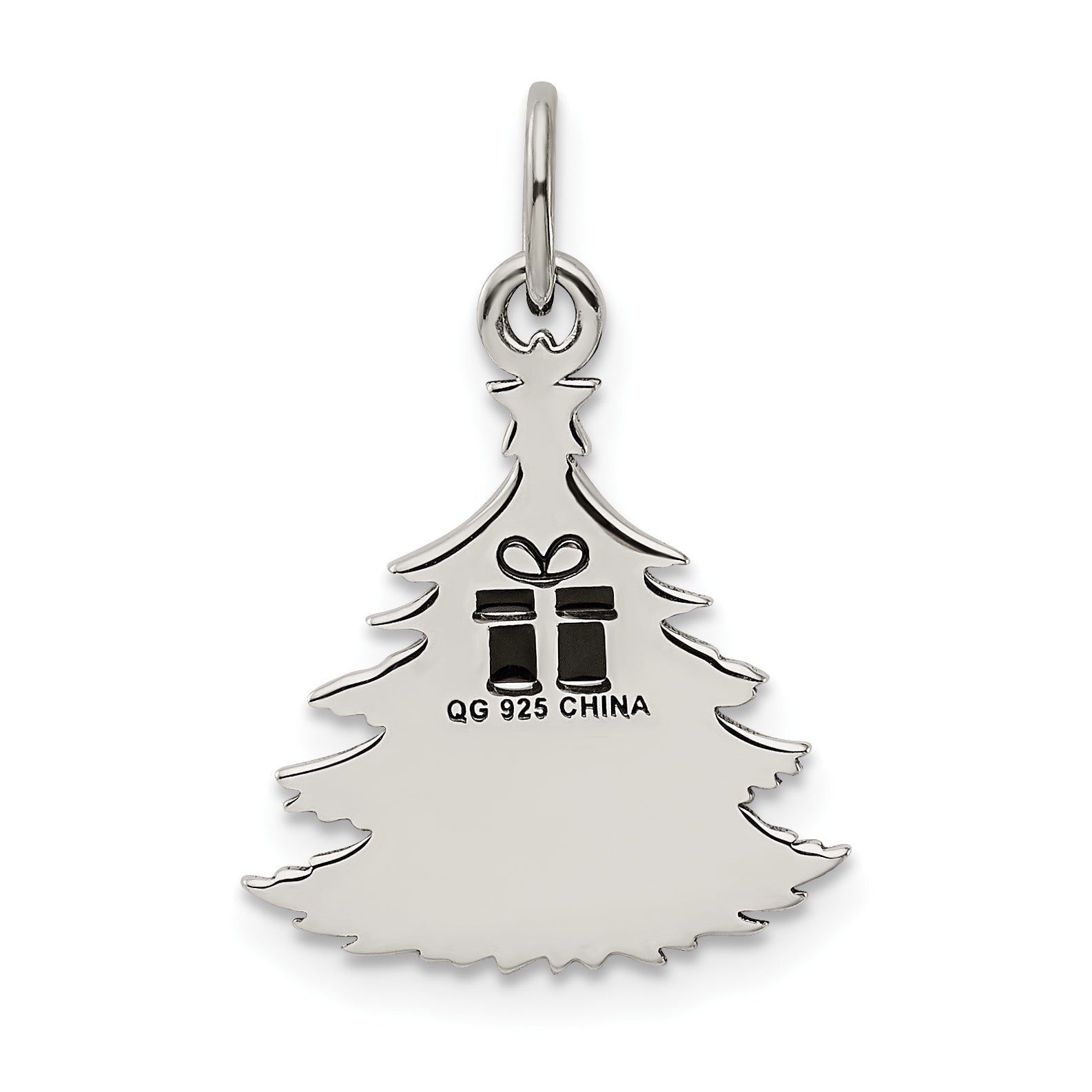 Sophia Jewelers Sterling Silver Enameled Christmas Tree Pendant in Festive Green