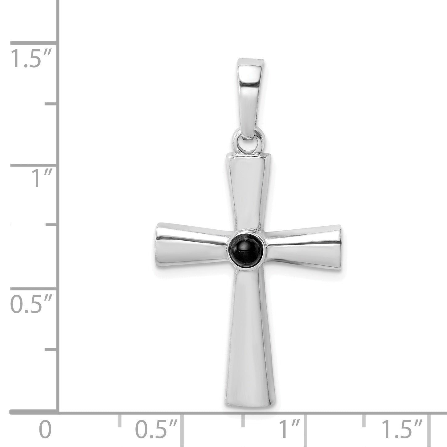 Sterling Silver Rhodium-plated Onyx Cross Pendant