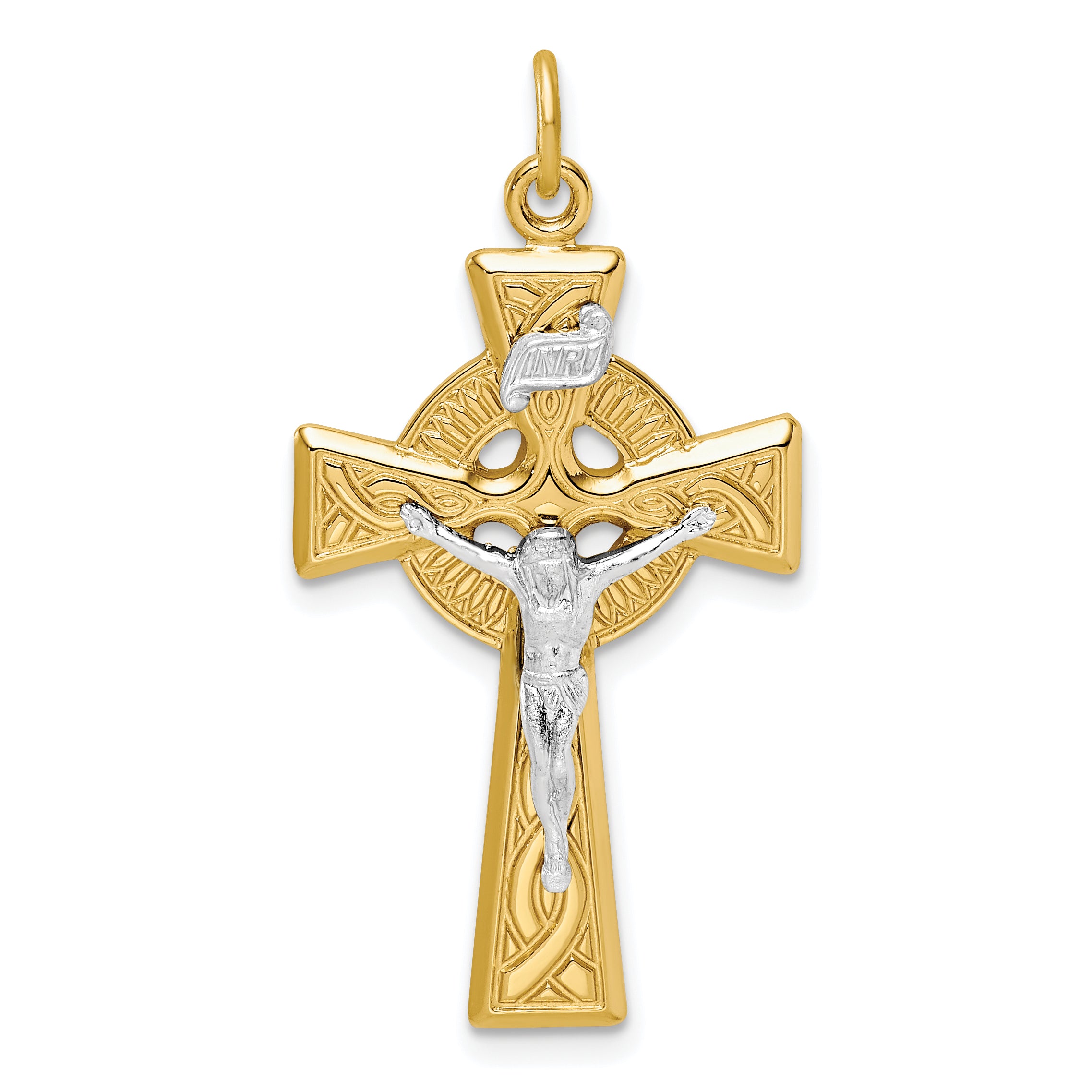 Sterling Silver & Gold Tone INRI Crucifix Pendant