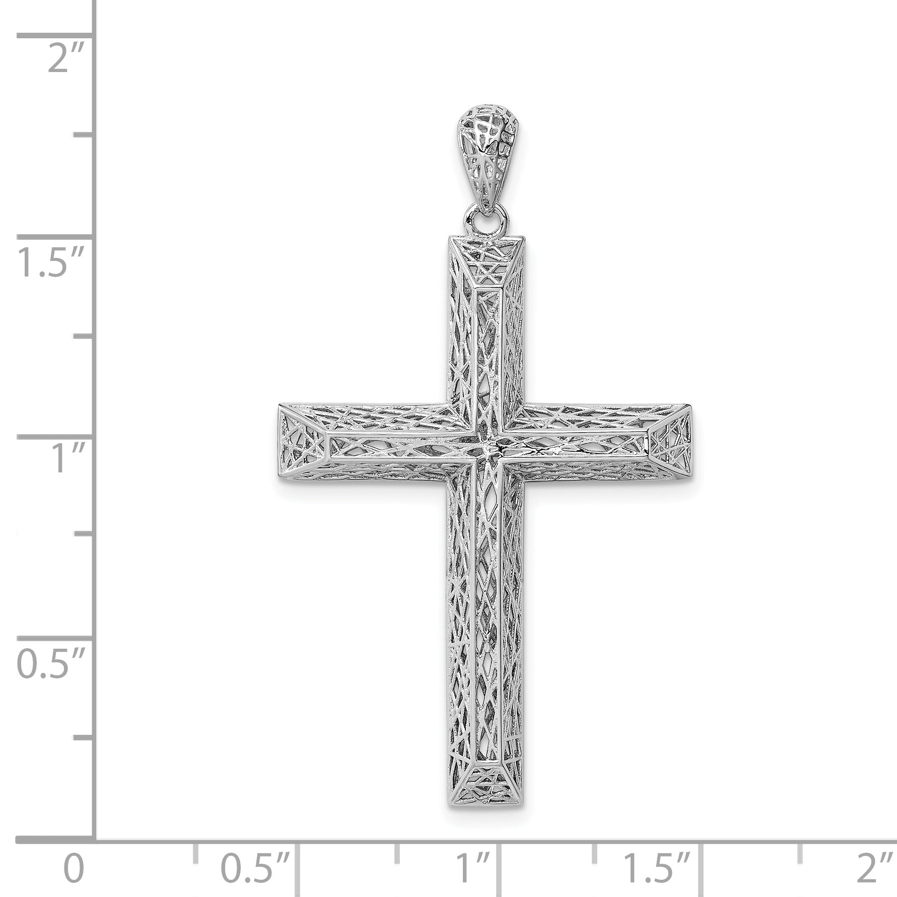 Sterling Silver Rhodium-plated Polished Hollow Cross Pendant