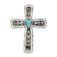 Sterling Silver Blue CZ Cross Chain Slide