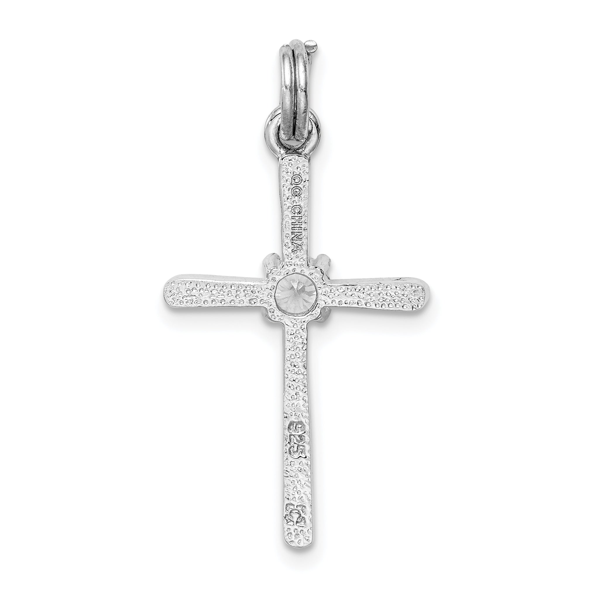 Sterling Silver Rhodium-plated CZ Cross Pendant