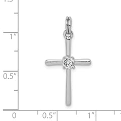 Sterling Silver Rhodium-plated CZ Cross Pendant