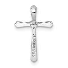 Sterling Silver Rhodium plated CZ Cross Chain Slide Pendant