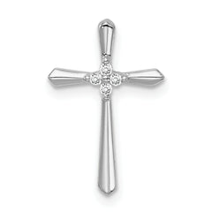 Sterling Silver Rhodium plated CZ Cross Chain Slide Pendant