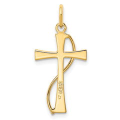 Sterling Silver Gold Tone & CZ Cross Pendant