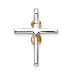 Sterling Silver & Gold Tone CZ Cross Chain Slide