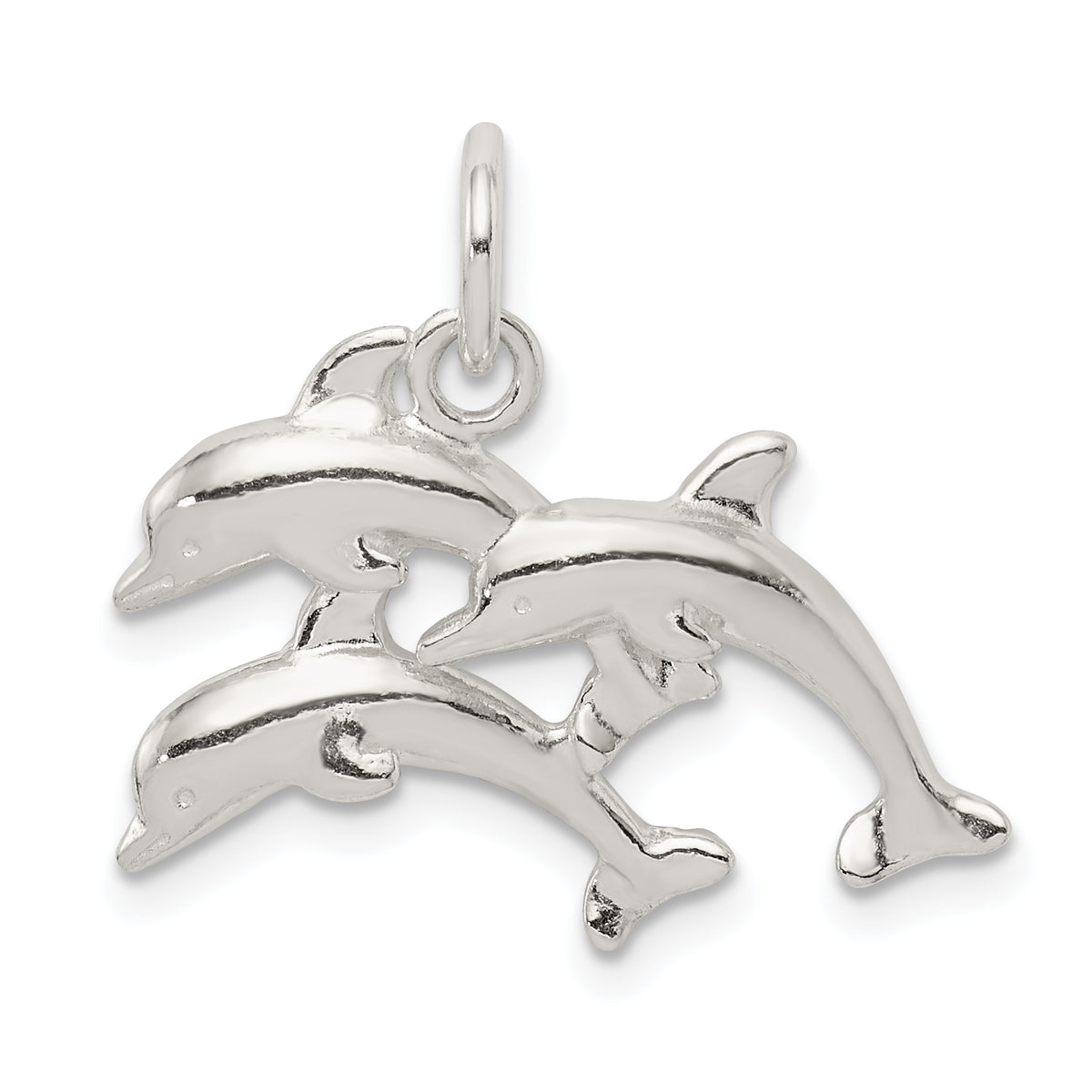 Sterling Silver Dolphins Charm