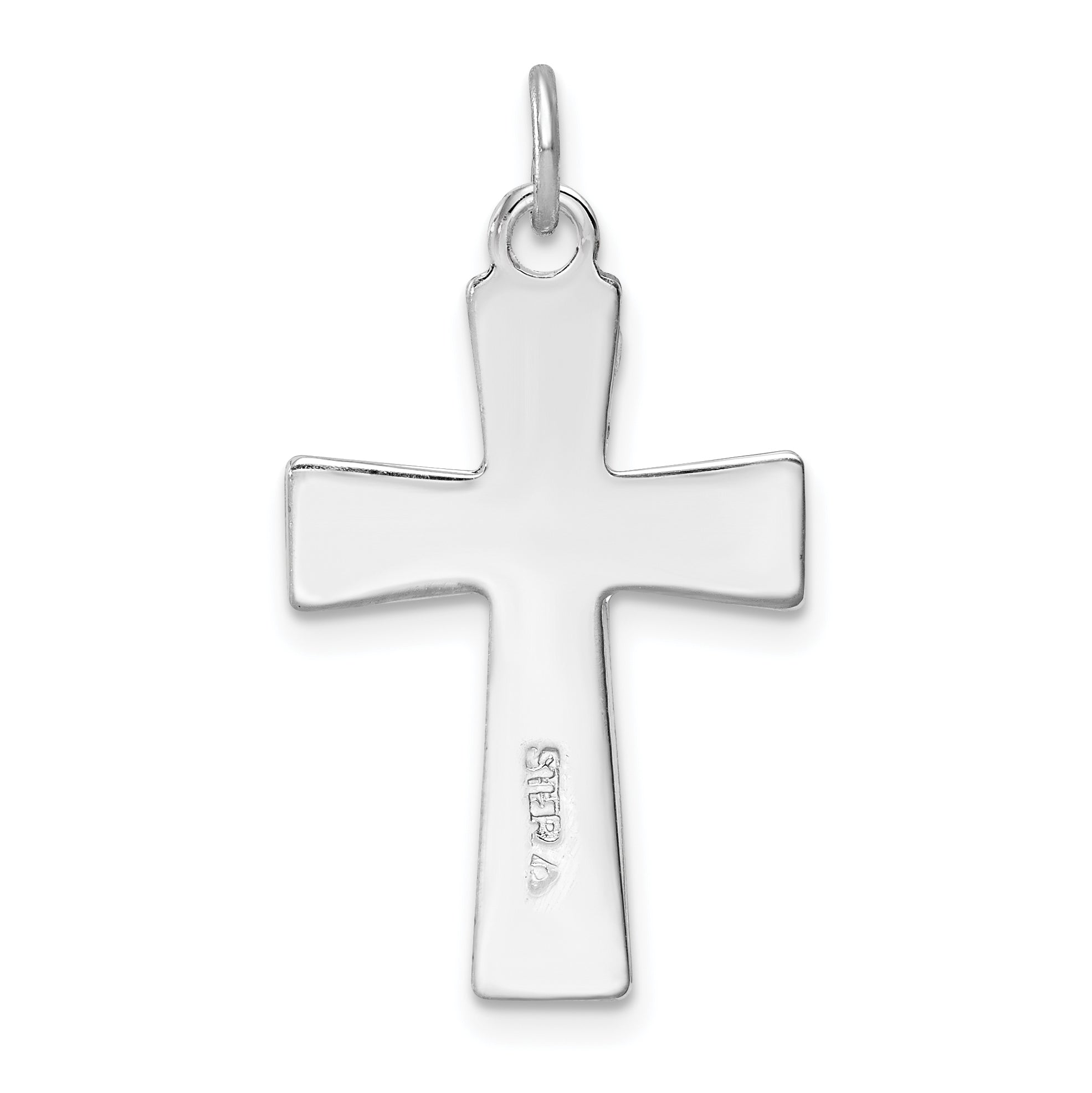 Sterling Silver Rhodium-plated Enamel Crucifix Pendant