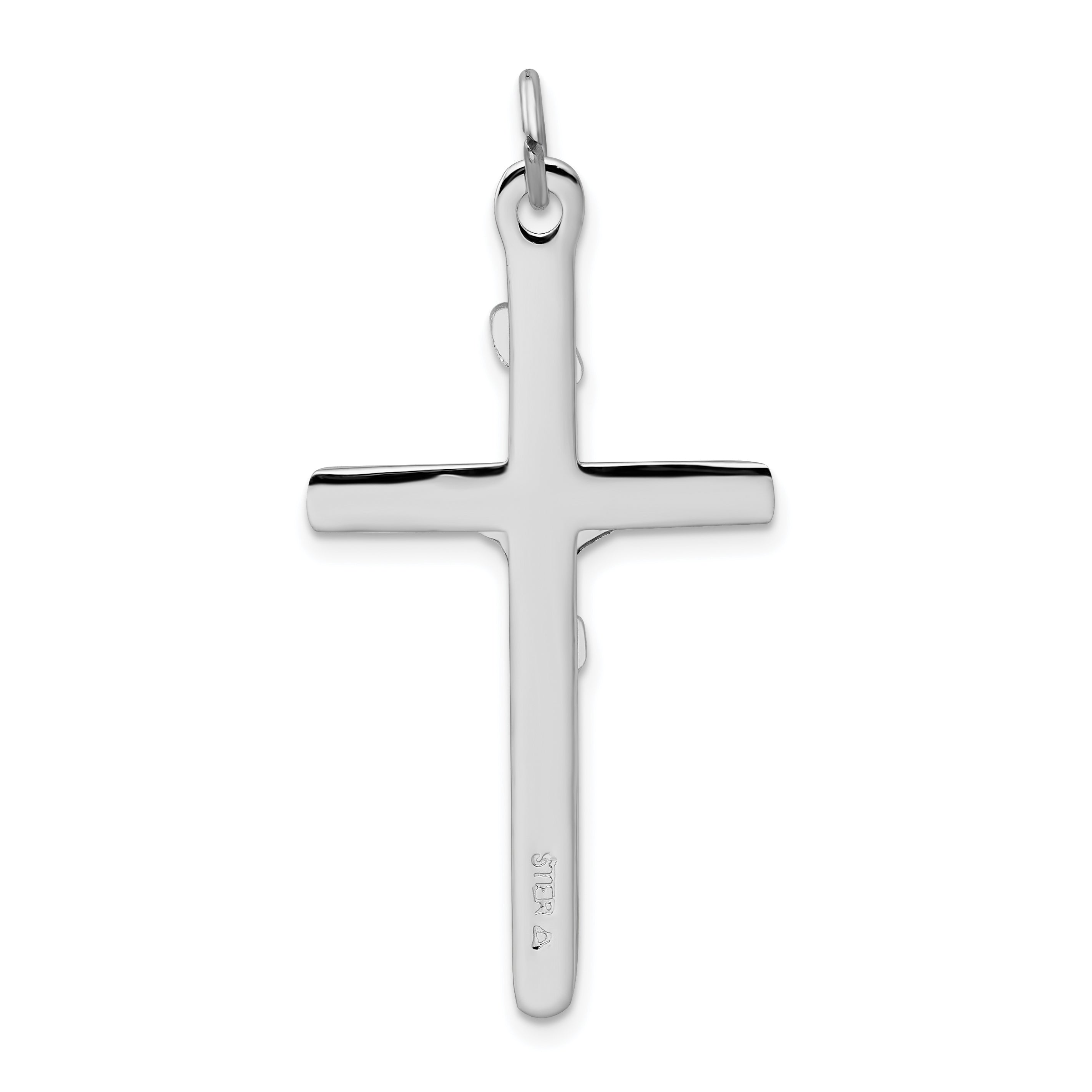 Sterling Silver Rhodium-plated Textured Crucifix Cross Pendant