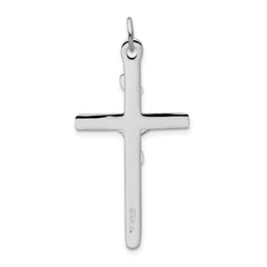 Sterling Silver Rhodium-plated Textured Crucifix Cross Pendant