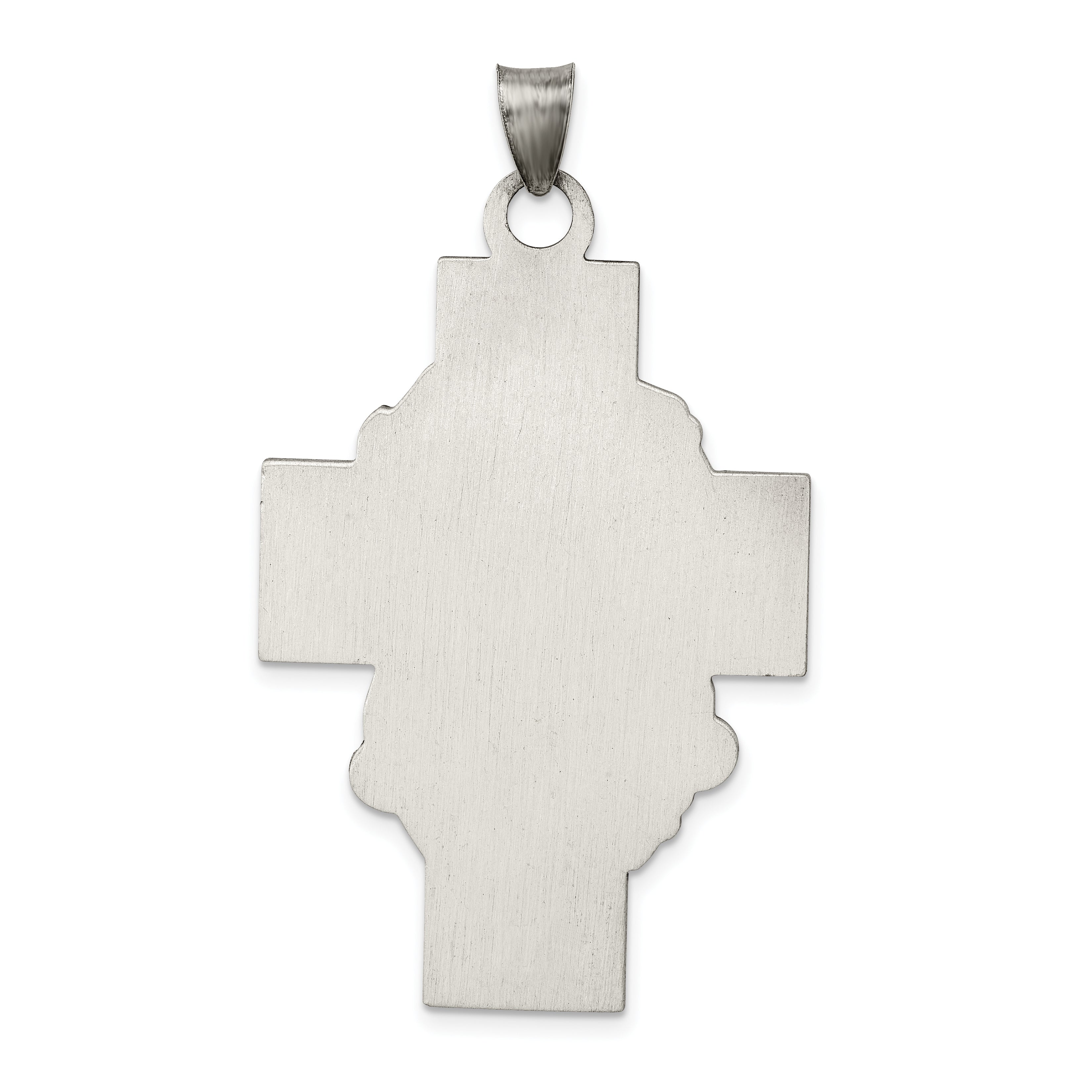 Sterling Silver Hollow Satin Antiqued Jesus Cross Medal