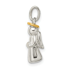 Sterling Silver Gold-plated Polished Angel Pendant