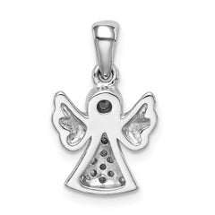 Sterling Silver Rhodium-plated CZ Satin Angel Pendant