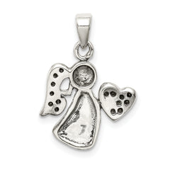 Sterling Silver Antiqued & CZ Angel Charm