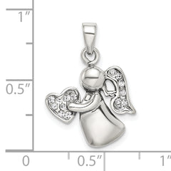 Sterling Silver Antiqued & CZ Angel Charm