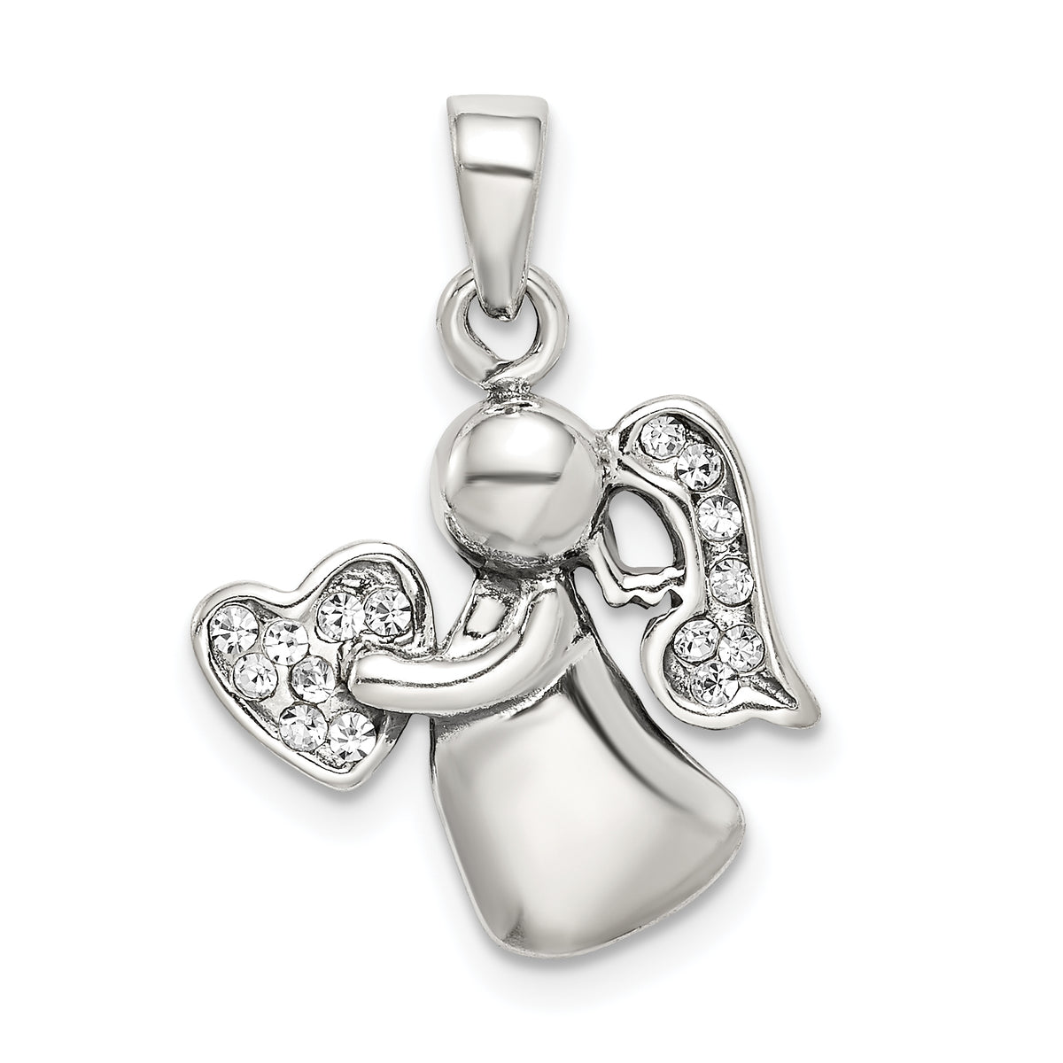 Sterling Silver Antiqued & CZ Angel Charm