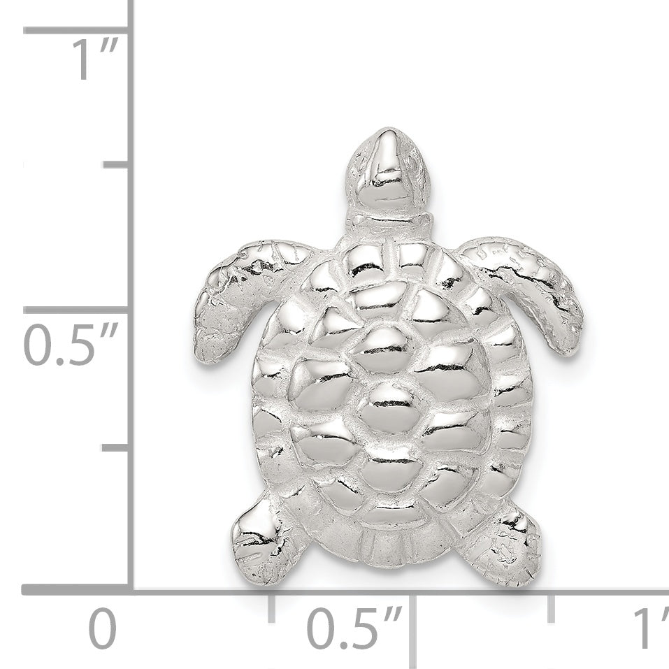 Men's Sterling Silver 925 Turtle Charm with Polished Anti-Tarnish Finish