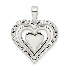 Sterling Silver Diamond-cut Heart Pendant