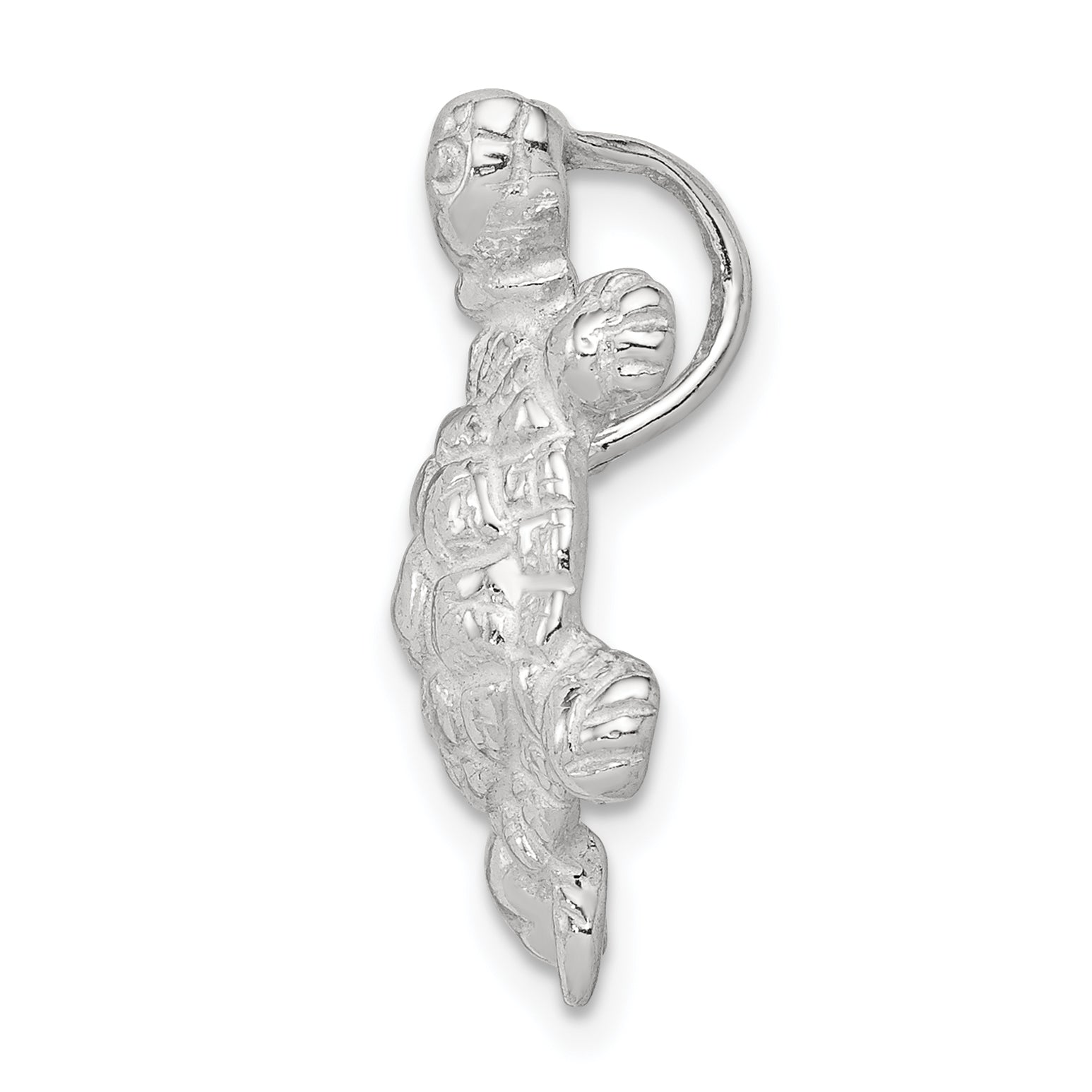 Sterling Silver 925 Polished Turtle Charm with Anti-Tarnish Finish