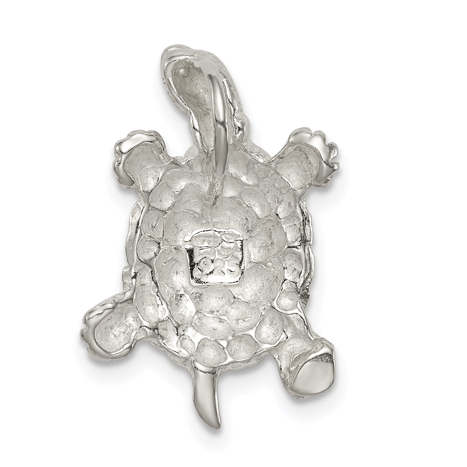 Sterling Silver 925 Polished Turtle Charm with Anti-Tarnish Finish