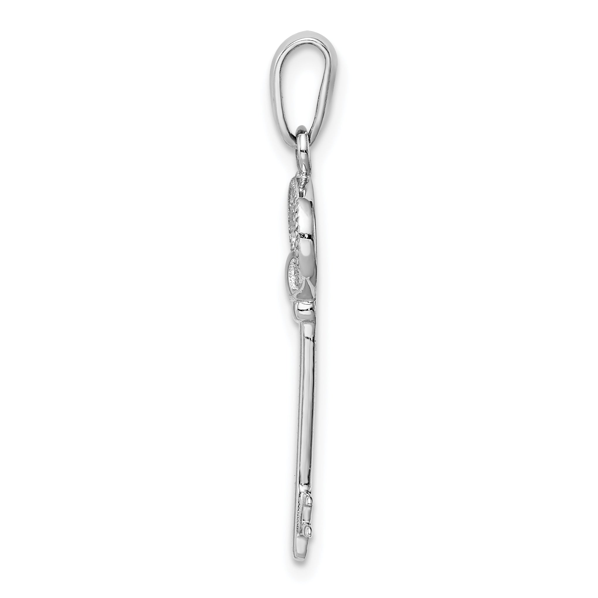 Sterling Silver Rhodium-Plated CZ Key Pendant