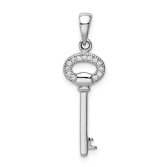 Sterling Silver Rhodium-Plated CZ Key Pendant