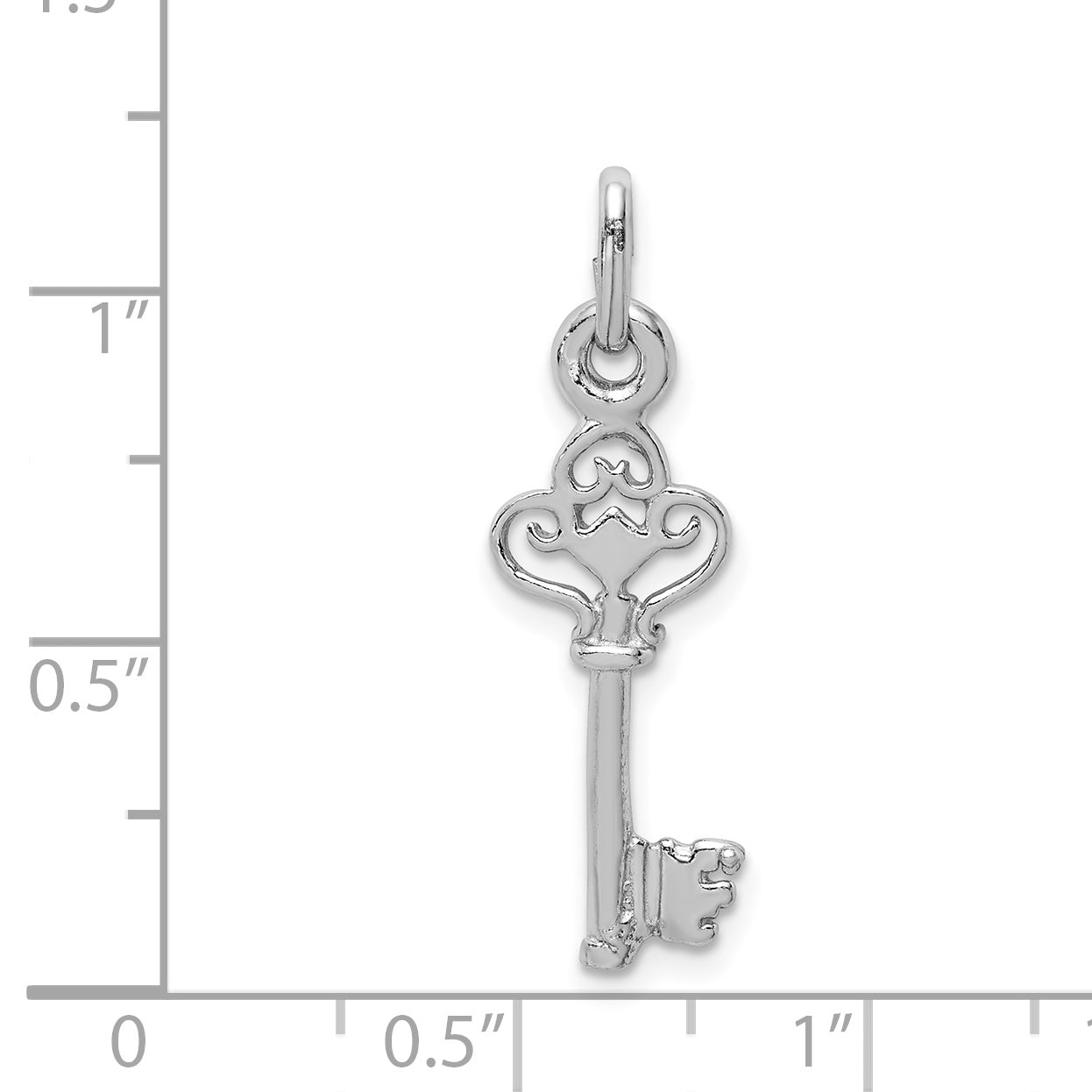 Sterling Silver Rhodium-plated Polished Key Pendant