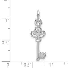 Sterling Silver Rhodium-plated Polished Key Pendant