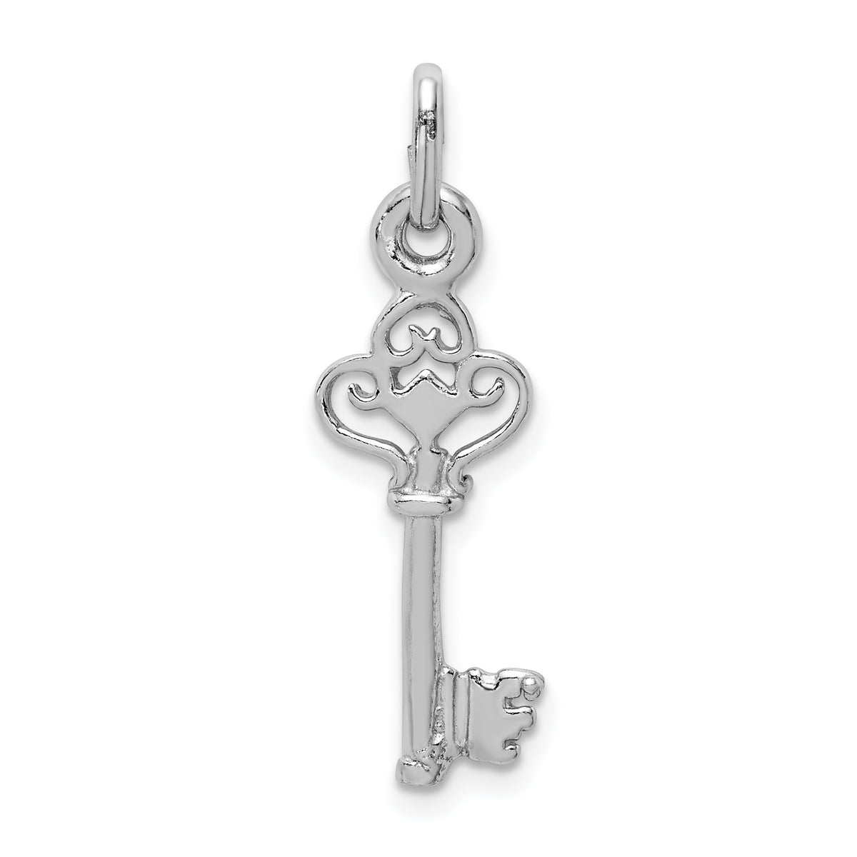 Sterling Silver Rhodium-plated Polished Key Pendant