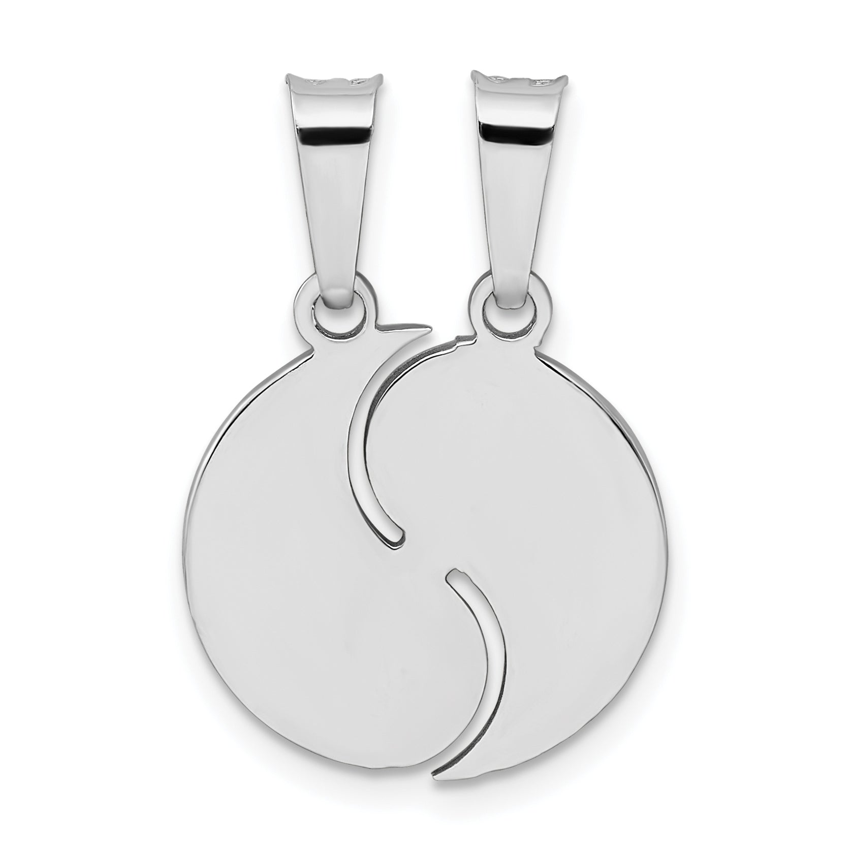 Sterling Silver Rhodium-plate Brush & Polished Yin Yang Break Apart Pendant