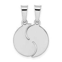 Sterling Silver Rhodium-plate Brush & Polished Yin Yang Break Apart Pendant