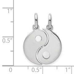 Sterling Silver Rhodium-plate Brush & Polished Yin Yang Break Apart Pendant