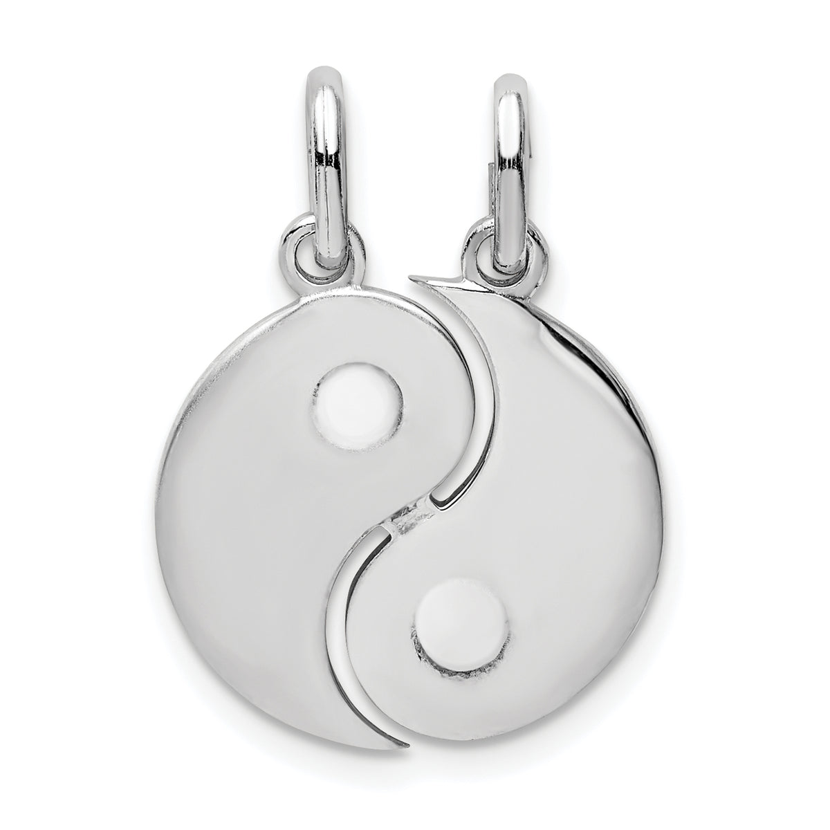 Sterling Silver Rhodium-plate Brush & Polished Yin Yang Break Apart Pendant