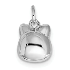 Sterling Silver Rhodium-plated Antiqued Cat Head Pendant