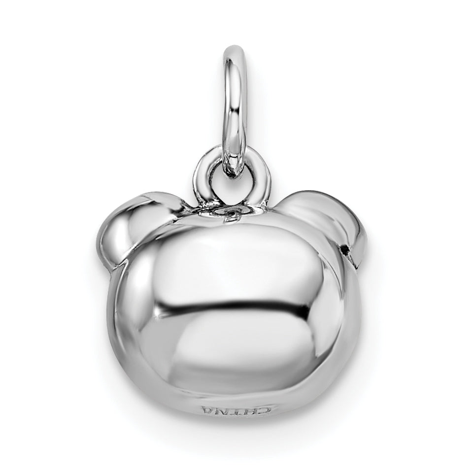 Sterling Silver Rhodium-plated Antiqued Pig Head Pendant