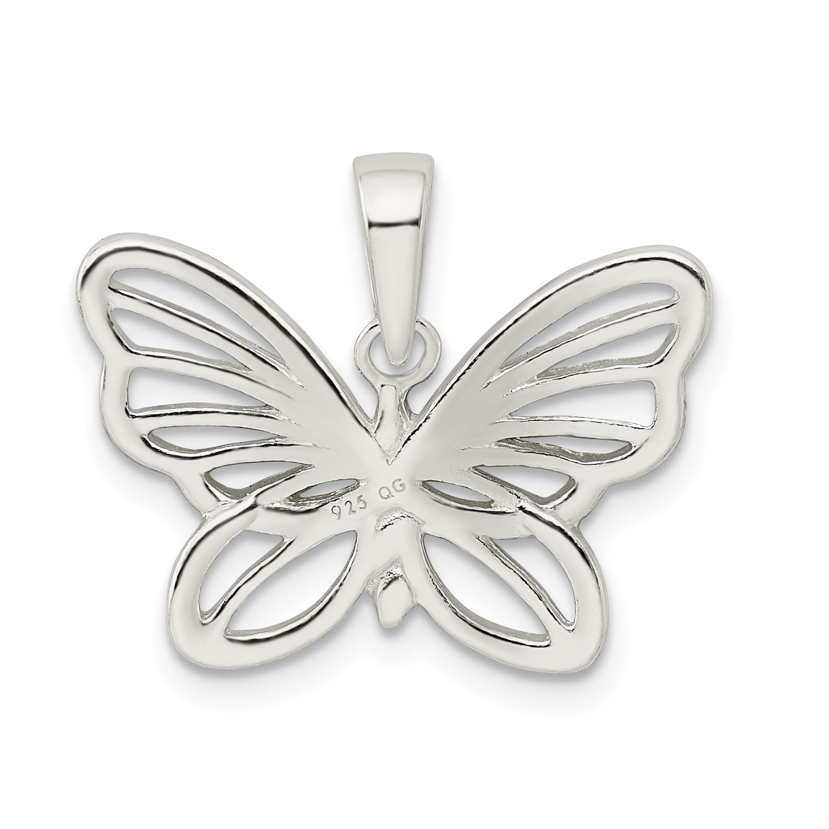 Sterling Silver Diamond-cut Butterfly Pendant