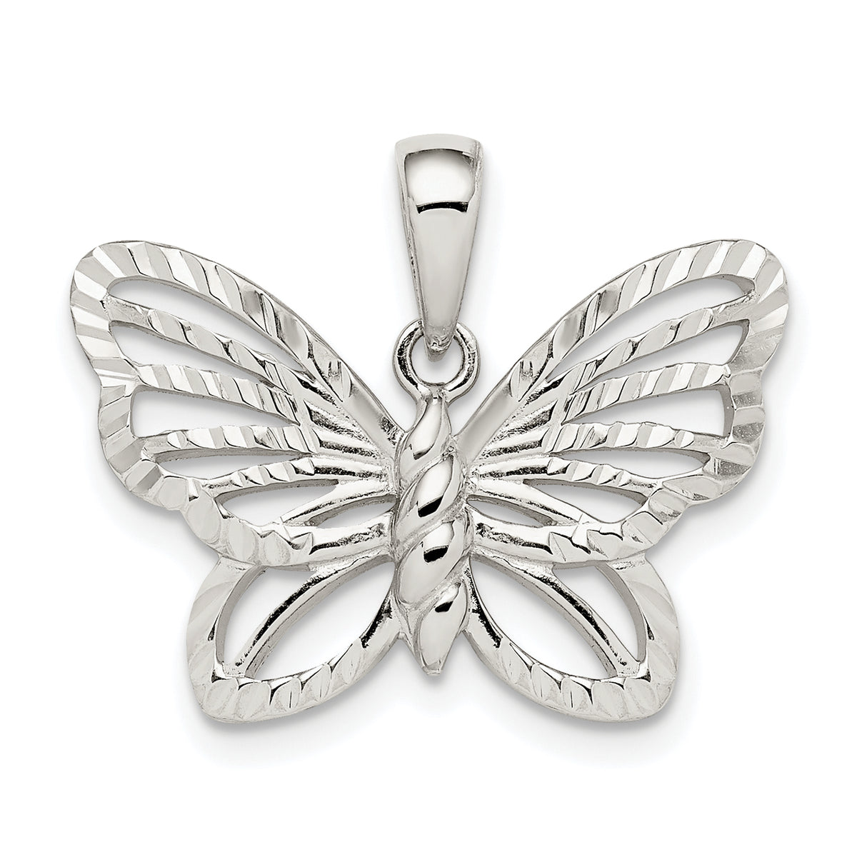 Sterling Silver Diamond-cut Butterfly Pendant