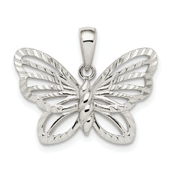 Sterling Silver Diamond-cut Butterfly Pendant