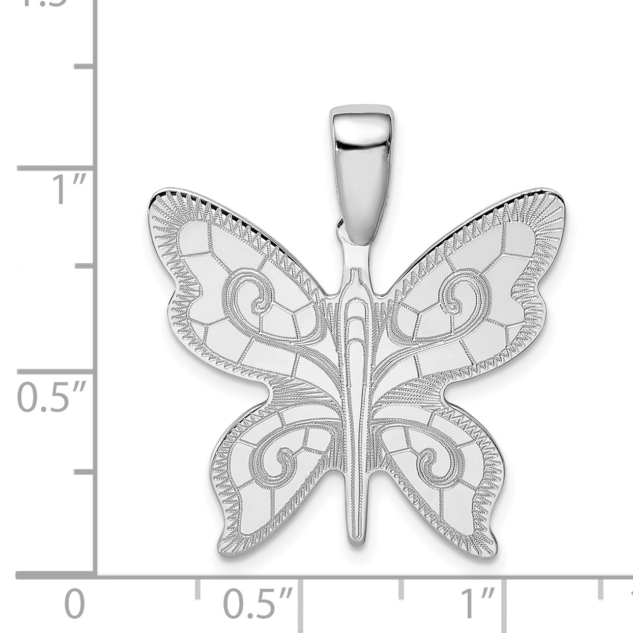 Sterling Silver Rhodium-plated Butterfly Pendant