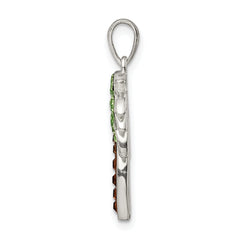 Sterling Silver Rhodium-plated Polished Preciosa Crystal Palm Tree Pendant