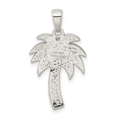 Sterling Silver Rhodium-plated Polished Preciosa Crystal Palm Tree Pendant