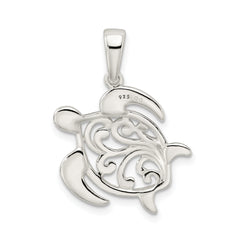 Sterling Silver Diamond-cut Turtle Pendant