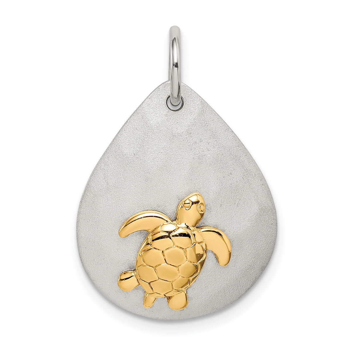 Sterling Silver Gold-Tone Turtle Brushed Pendant