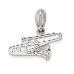 Sterling Silver Antiqued Marcasite & Black Epoxy Trombone Pendant