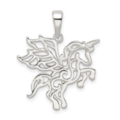 Sterling Silver Diamond-cut Unicorn Pendant