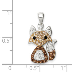 Sterling Silver Rhodium-plated Tan Preciosa Crystal Fox Pendant